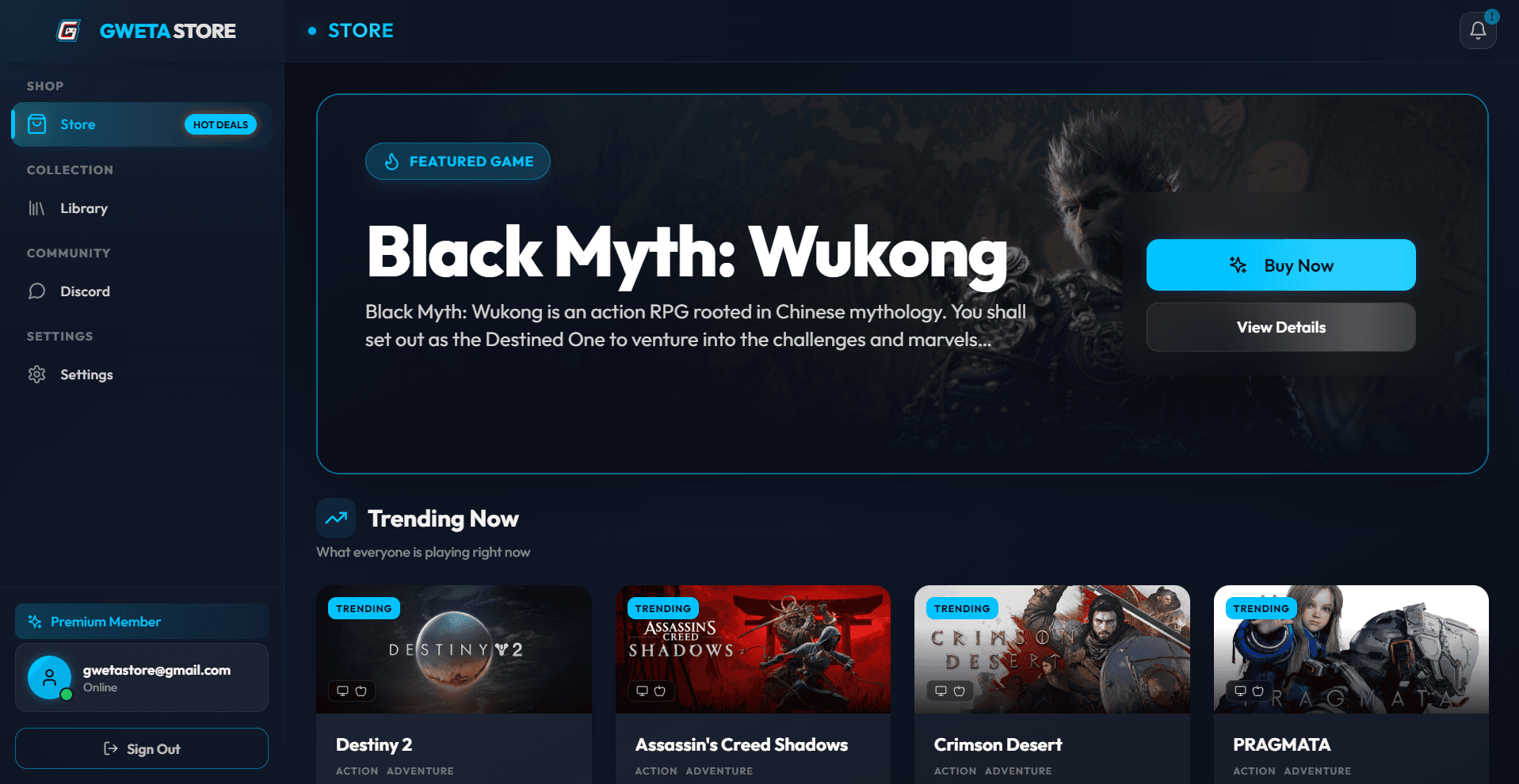 Tampilan aplikasi Gweta Store Launcher